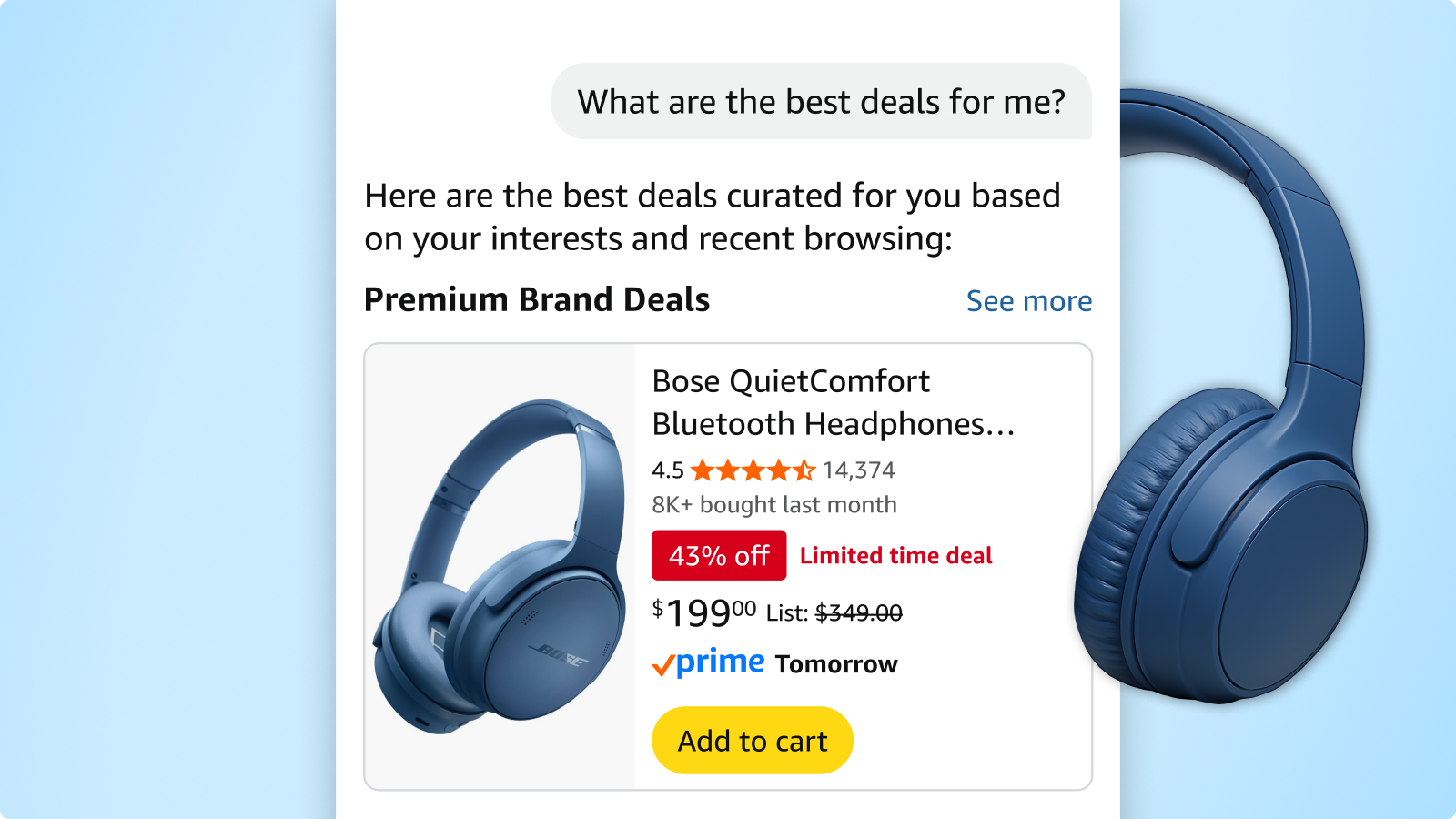 Rufus hiển thị deal tai nghe Bose giảm 43%