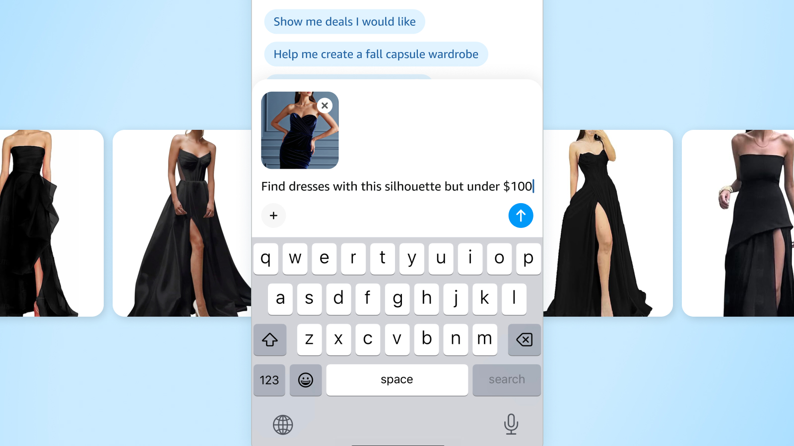 Rufus tìm váy dự tiệc formal dưới $100 theo ngữ cảnh và ngân sách
